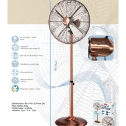 Ventilatore a piantana in metallo ramato CFG RAME 45 60W cm.45