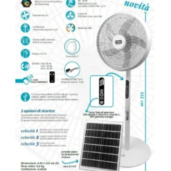 Ventilatore a piantana portatile CFG MISTRAL SOLARE ricaricabile con pannello solare