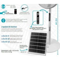 Ventilatore a piantana portatile CFG MISTRAL SOLARE ricaricabile con pannello solare