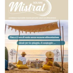 Ventilatore a piantana portatile CFG MISTRAL SOLARE ricaricabile con pannello solare