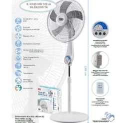 Ventilatore a piantana silenziosissimo CFG QUIET 40 bianco 50W 5 velocità