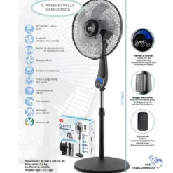 Ventilatore a piantana silenziosissimo CFG QUIET 40 nero 50W 5 velocità