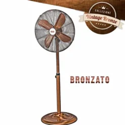 Ventilatore a piantana vintage bronzato con base tonda 60W cm.45 h.195 VINCO 70726