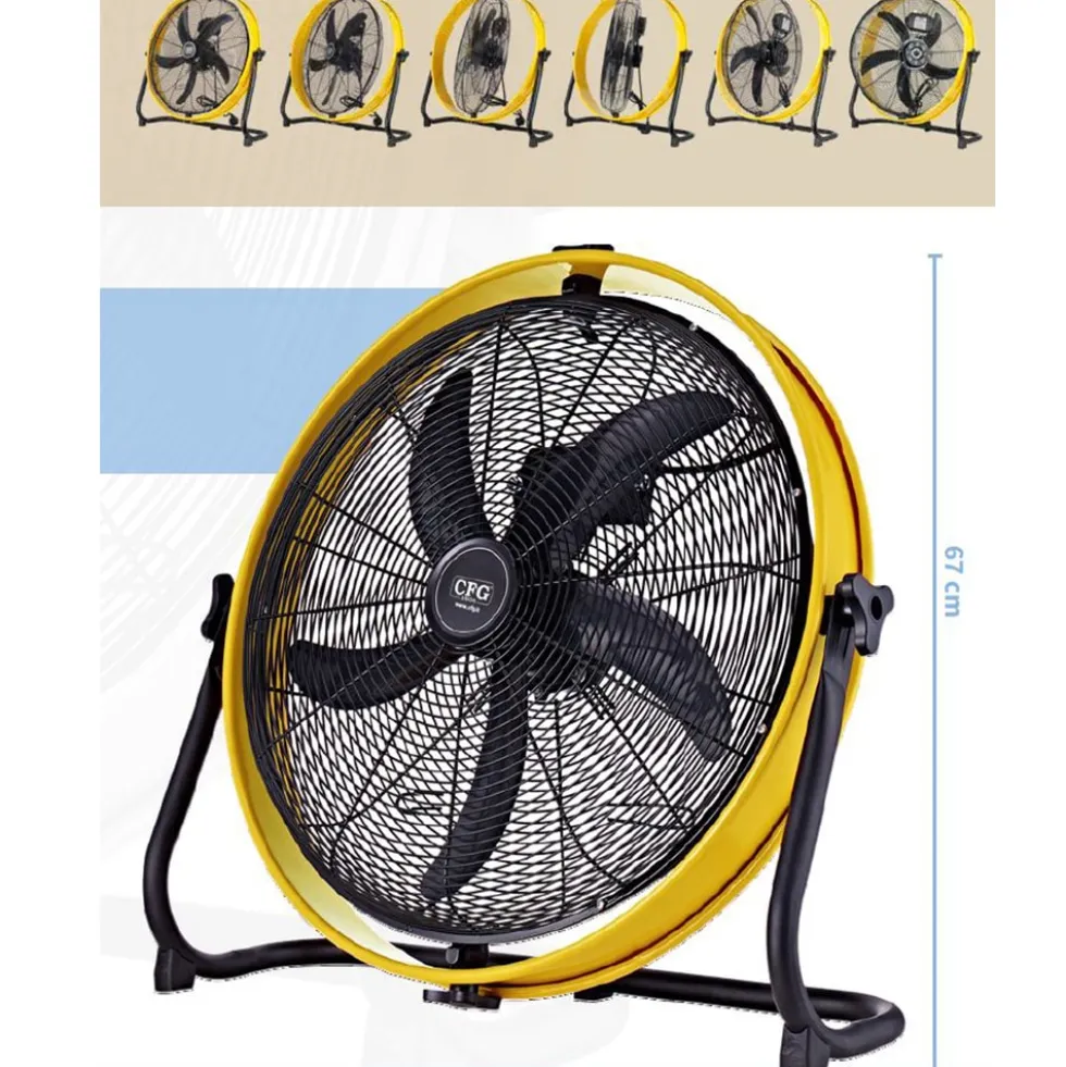 Ventilatore a tamburo da terra orientabile CFG YELLOW CIRCLE 120W cm.60