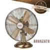 Ventilatore da appoggio vintage bronzato con base tonda 50W cm.40 oscillante VINCO 70617