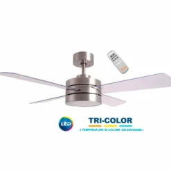 Ventilatore da soffitto con motore DC corrente continua 40W cm.112 luce LED VINCO 70952 con telecomando