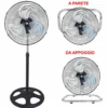 Ventilatore in metallo 3 in 1 funzione piantana - a parete - da appoggio 90W cm.45 VINCO 70718