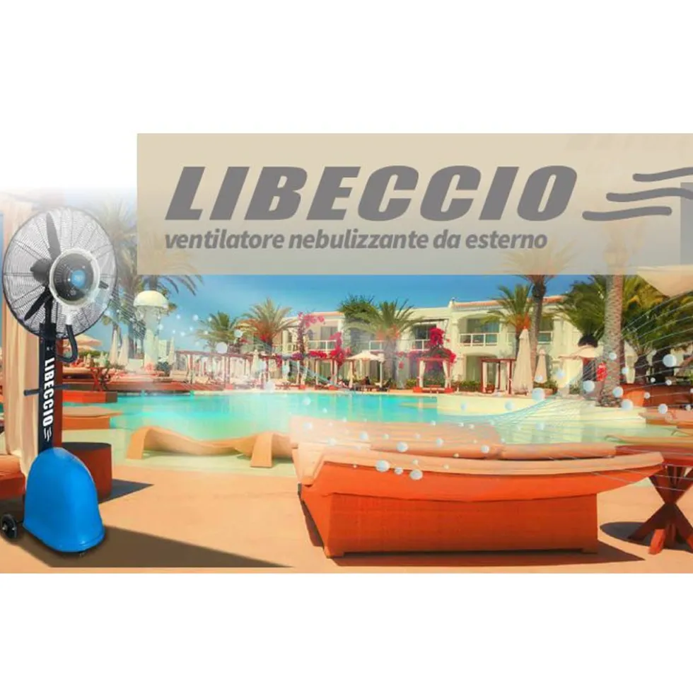 Ventilatore nebulizzatore professionale da esterno CFG LIBECCIO MIST FAN raffrescatore 300W H.200 cm.