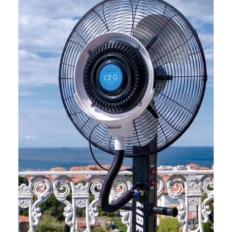 Ventilatore nebulizzatore professionale da esterno CFG LIBECCIO MIST FAN raffrescatore 300W H.200 cm.