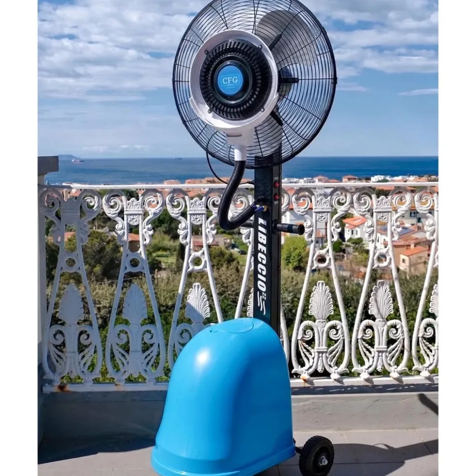 Ventilatore nebulizzatore professionale da esterno CFG LIBECCIO MIST FAN raffrescatore 300W H.200 cm.