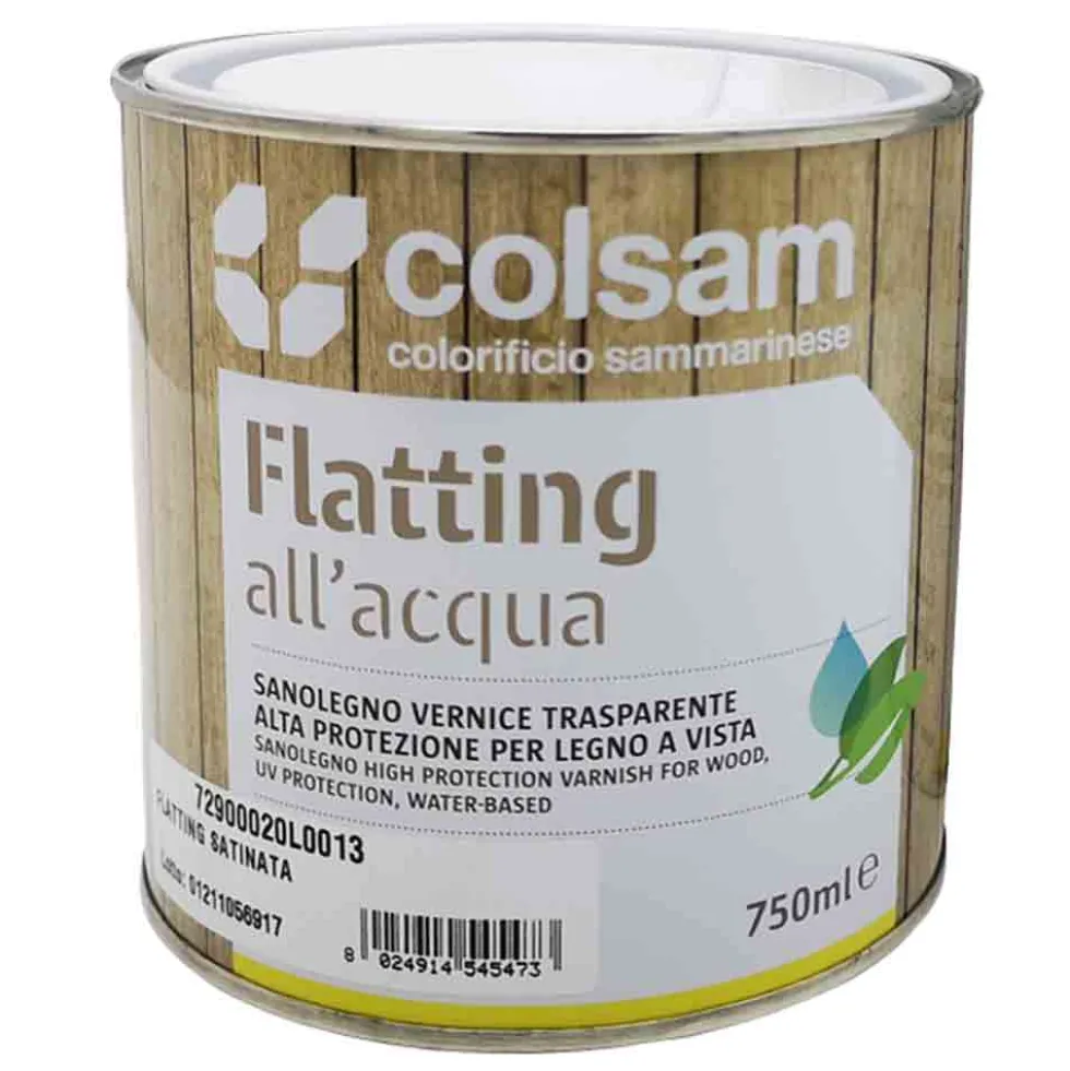 Vernice flatting all'acqua SANOLEGNO trasparente satinata lt.0,750 - 2,500 COL. SAMMARINESE