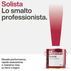 Vernice smalto sintetico professionale COLSAM SOLISTA opaco lt.0,375 - 0,750 - 2,50 bianco - nero