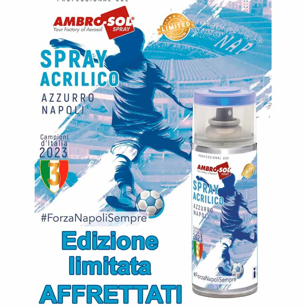 Vernice spray AZZURRO NAPOLI bomboletta celebrativa edizione limitata 3° Scudetto NAPOLI Campione d'Italia 2023