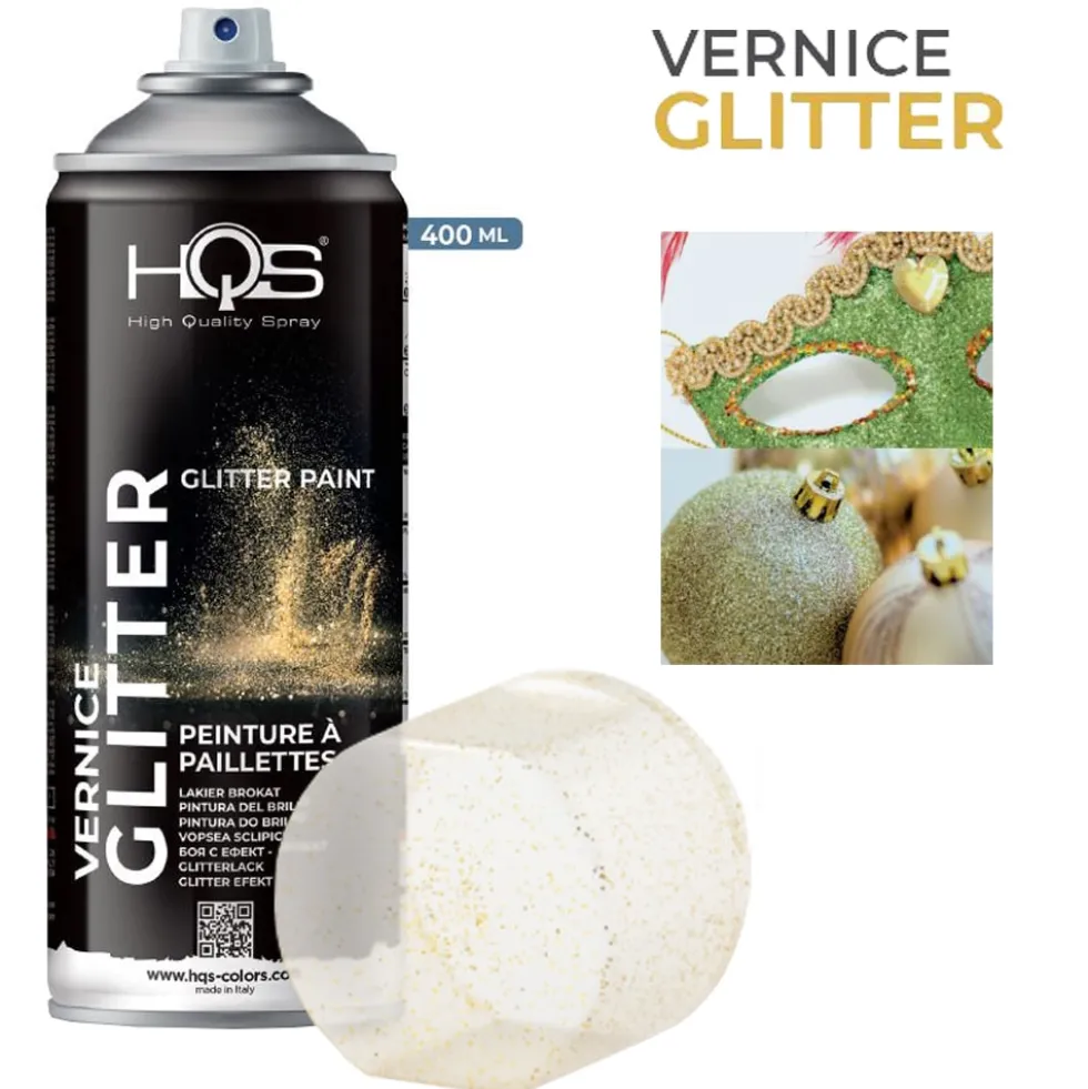 Vernice spray effetto glitter oro ml.400 HQS spray glitterato effetto decorativo glitter