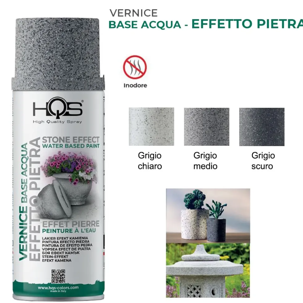 Vernice spray effetto pietra base acqua ml.400 vernice effetto pietra/granito HQS vari colori
