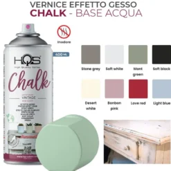 Vernice spray vintage effetto gesso base acqua HQS CHALK ml.400 vari colori
