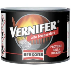 VERNIFER Vernice smalto alta temperatura 400°C con antiruggine ml.500 nero satinato AREXONS
