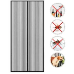 Zanzariera a chiusura magnetica automatica per porte cm.140 x 240 nera
