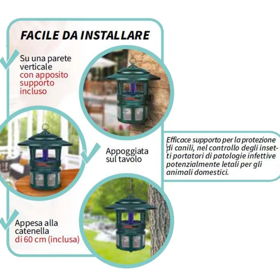 Zanzariera elettrica macchina cattura insetti da esterno CFG ZANZATRAP360 per aree fino a 400mq
